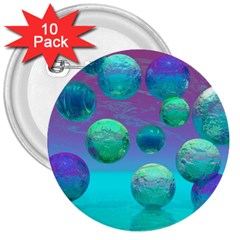 Ocean Dreams, Abstract Aqua Violet Ocean Fantasy 3  Button (10 Pack) by DianeClancy