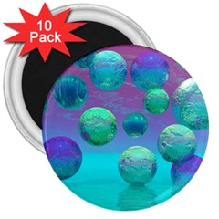 Ocean Dreams, Abstract Aqua Violet Ocean Fantasy 3  Button Magnet (10 Pack) by DianeClancy