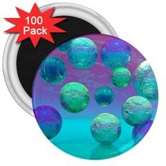 Ocean Dreams, Abstract Aqua Violet Ocean Fantasy 3  Button Magnet (100 Pack) by DianeClancy