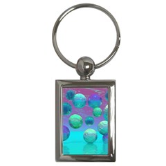 Ocean Dreams, Abstract Aqua Violet Ocean Fantasy Key Chain (rectangle) by DianeClancy