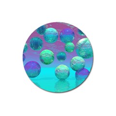 Ocean Dreams, Abstract Aqua Violet Ocean Fantasy Magnet 3  (round) by DianeClancy