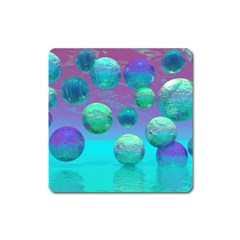 Ocean Dreams, Abstract Aqua Violet Ocean Fantasy Magnet (square) by DianeClancy