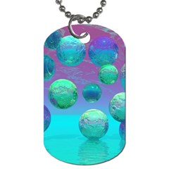 Ocean Dreams, Abstract Aqua Violet Ocean Fantasy Dog Tag (two-sided)  by DianeClancy