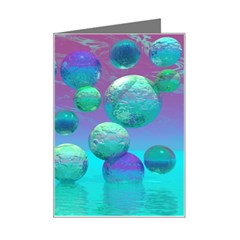 Ocean Dreams, Abstract Aqua Violet Ocean Fantasy Mini Greeting Card by DianeClancy