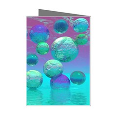 Ocean Dreams, Abstract Aqua Violet Ocean Fantasy Mini Greeting Card (8 Pack) by DianeClancy