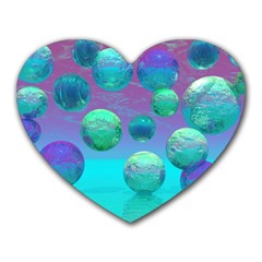 Ocean Dreams, Abstract Aqua Violet Ocean Fantasy Mouse Pad (heart) by DianeClancy