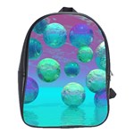 Ocean Dreams, Abstract Aqua Violet Ocean Fantasy School Bag (Large) Front