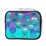 Ocean Dreams, Abstract Aqua Violet Ocean Fantasy Mini Travel Toiletry Bag (One Side) Front