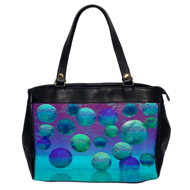 Ocean Dreams, Abstract Aqua Violet Ocean Fantasy Oversize Office Handbag (One Side)