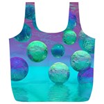 Ocean Dreams, Abstract Aqua Violet Ocean Fantasy Reusable Bag (XL) Front