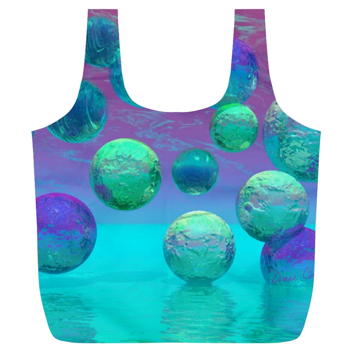 Ocean Dreams, Abstract Aqua Violet Ocean Fantasy Reusable Bag (XL)