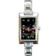 Fluted Cosmic Rafluted Cosmic Rainbow, Abstract Winds Rectangular Italian Charm Watch