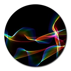 Fluted Cosmic Rafluted Cosmic Rainbow, Abstract Winds 8  Mouse Pad (round)