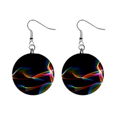 Fluted Cosmic Rafluted Cosmic Rainbow, Abstract Winds Mini Button Earrings