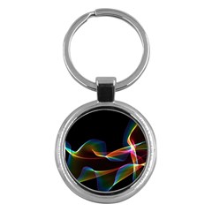 Fluted Cosmic Rafluted Cosmic Rainbow, Abstract Winds Key Chain (round)