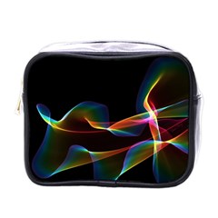 Fluted Cosmic Rafluted Cosmic Rainbow, Abstract Winds Mini Travel Toiletry Bag (one Side)