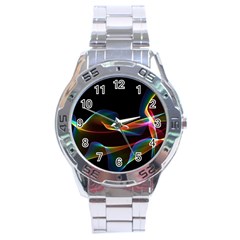 Fluted Cosmic Rafluted Cosmic Rainbow, Abstract Winds Stainless Steel Watch by DianeClancy