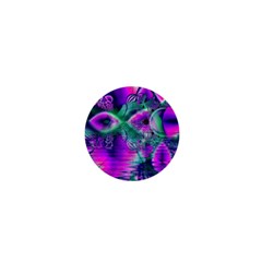  Teal Violet Crystal Palace, Abstract Cosmic Heart 1  Mini Button Magnet by DianeClancy