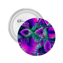  Teal Violet Crystal Palace, Abstract Cosmic Heart 2 25  Button by DianeClancy