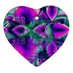  Teal Violet Crystal Palace, Abstract Cosmic Heart Heart Ornament by DianeClancy