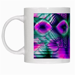  Teal Violet Crystal Palace, Abstract Cosmic Heart White Coffee Mug by DianeClancy