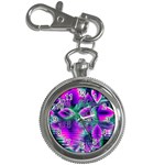  Teal Violet Crystal Palace, Abstract Cosmic Heart Key Chain Watch Front