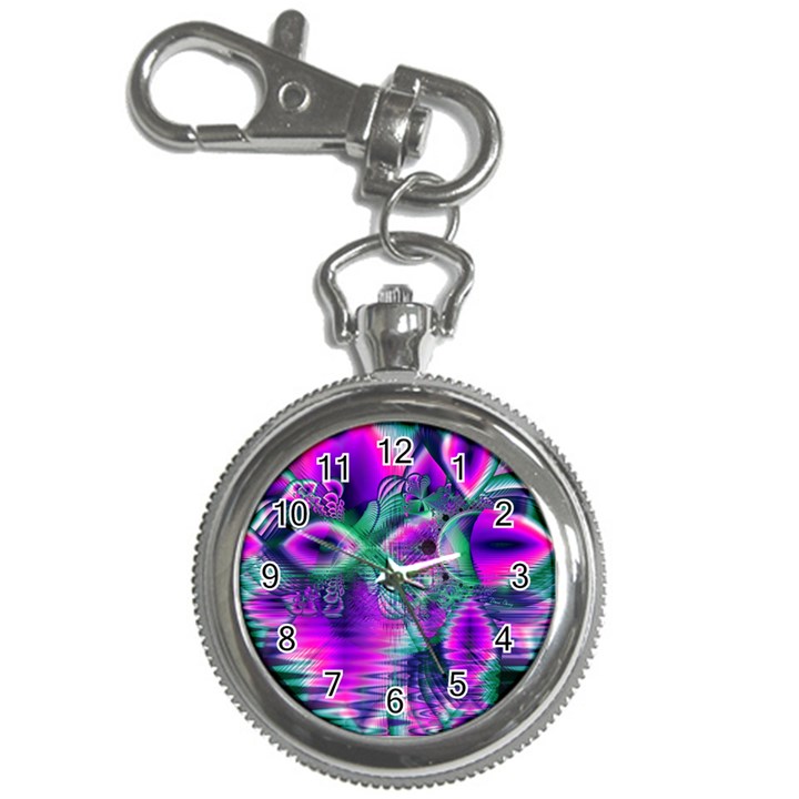  Teal Violet Crystal Palace, Abstract Cosmic Heart Key Chain Watch