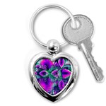  Teal Violet Crystal Palace, Abstract Cosmic Heart Key Chain (Heart) Front