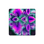  Teal Violet Crystal Palace, Abstract Cosmic Heart Magnet (Square) Front