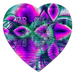  Teal Violet Crystal Palace, Abstract Cosmic Heart Jigsaw Puzzle (heart) by DianeClancy