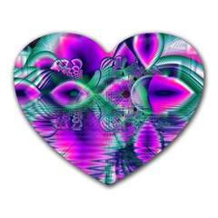  Teal Violet Crystal Palace, Abstract Cosmic Heart Mouse Pad (heart) by DianeClancy