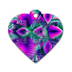  Teal Violet Crystal Palace, Abstract Cosmic Heart Dog Tag Heart (two Sided) by DianeClancy