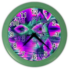  Teal Violet Crystal Palace, Abstract Cosmic Heart Wall Clock (color) by DianeClancy