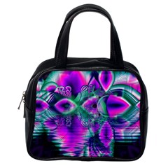  Teal Violet Crystal Palace, Abstract Cosmic Heart Classic Handbag (one Side) by DianeClancy