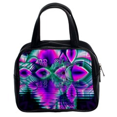  Teal Violet Crystal Palace, Abstract Cosmic Heart Classic Handbag (two Sides) by DianeClancy