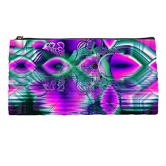  Teal Violet Crystal Palace, Abstract Cosmic Heart Pencil Case by DianeClancy