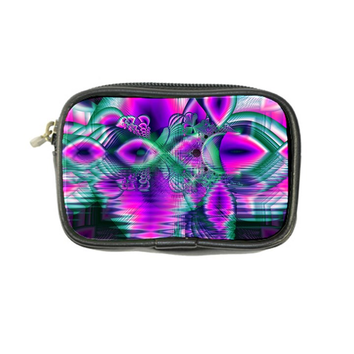  Teal Violet Crystal Palace, Abstract Cosmic Heart Coin Purse