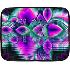  Teal Violet Crystal Palace, Abstract Cosmic Heart Mini Fleece Blanket (two Sided) by DianeClancy