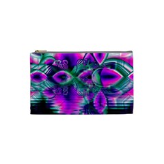  Teal Violet Crystal Palace, Abstract Cosmic Heart Cosmetic Bag (small) by DianeClancy