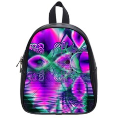  Teal Violet Crystal Palace, Abstract Cosmic Heart School Bag (small) by DianeClancy