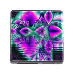  Teal Violet Crystal Palace, Abstract Cosmic Heart Memory Card Reader With Storage (square)