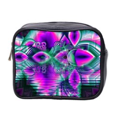  Teal Violet Crystal Palace, Abstract Cosmic Heart Mini Travel Toiletry Bag (two Sides) by DianeClancy