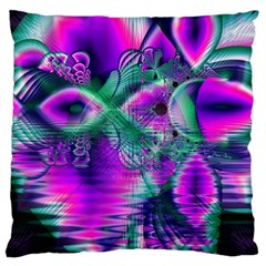  Teal Violet Crystal Palace, Abstract Cosmic Heart Large Cushion Case (single Sided)  by DianeClancy