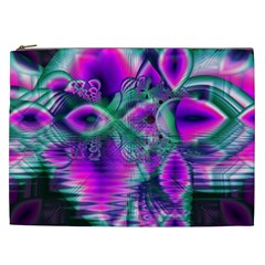  Teal Violet Crystal Palace, Abstract Cosmic Heart Cosmetic Bag (xxl) by DianeClancy