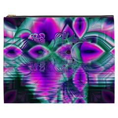  Teal Violet Crystal Palace, Abstract Cosmic Heart Cosmetic Bag (xxxl)