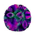  Teal Violet Crystal Palace, Abstract Cosmic Heart 15  Premium Round Cushion  Front