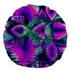  Teal Violet Crystal Palace, Abstract Cosmic Heart 18  Premium Round Cushion  Front