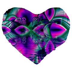  Teal Violet Crystal Palace, Abstract Cosmic Heart 19  Premium Heart Shape Cushion