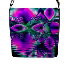  Teal Violet Crystal Palace, Abstract Cosmic Heart Flap Closure Messenger Bag (large) by DianeClancy