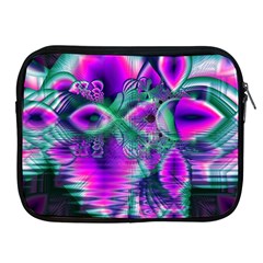  Teal Violet Crystal Palace, Abstract Cosmic Heart Apple Ipad Zippered Sleeve by DianeClancy